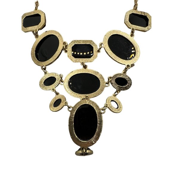 Elegant Bold Black Statement Necklace Bib Faceted Acrylic Beads Whimsigoth - Picture 3 of 5